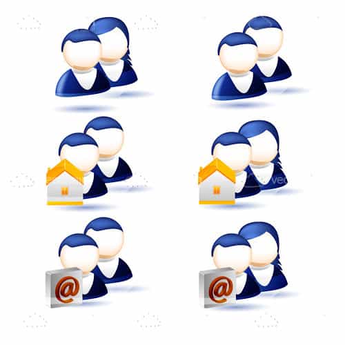 Abstract People Icons with House or Email Sign Abstract People Icons with House or Email Sign